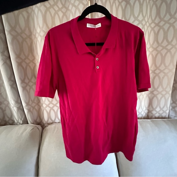 Maison Montagut Men's Cotton Polo Shirt, Style: Bora, Sz L, Red - Picture 3 of 8